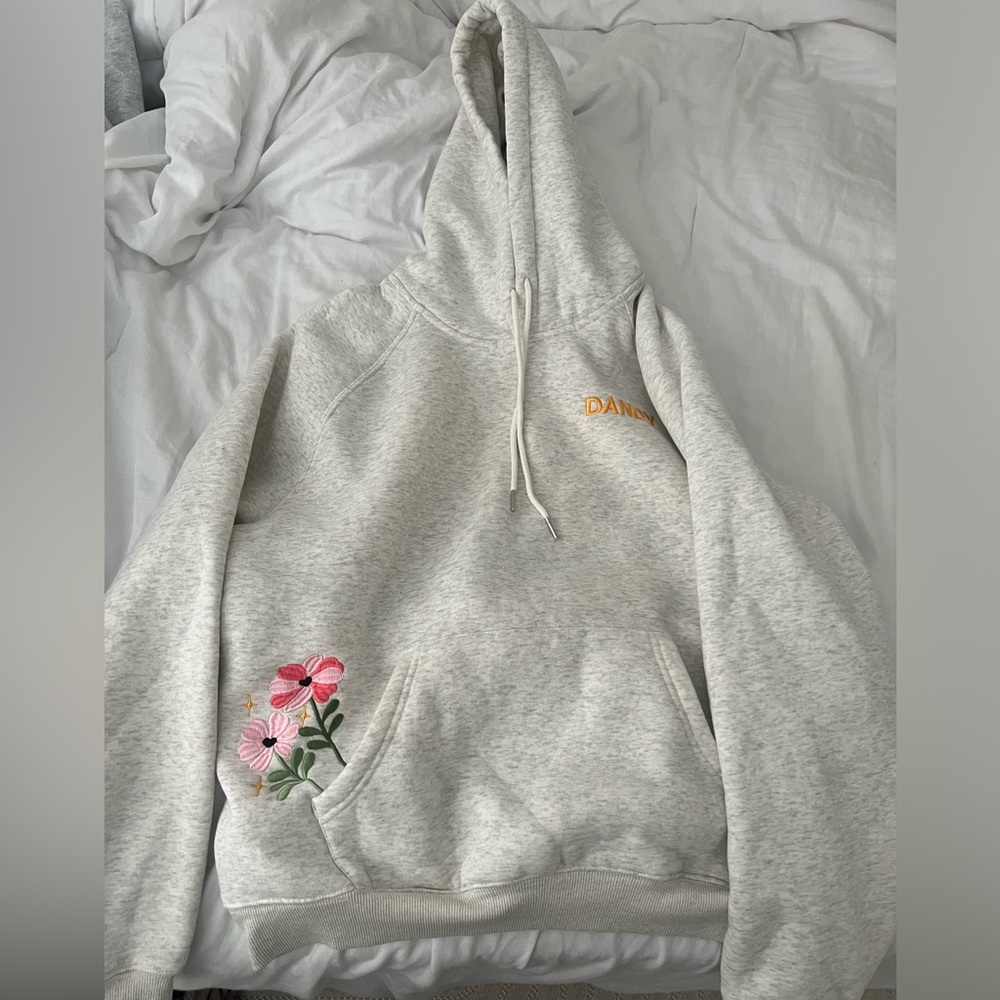 Dandy Gift Giving Gray Floral Embroidered Hoodie
